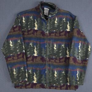 Vintage Northern Reflection Jacket Size Medium Fleece All Over Print Zip Outdoor